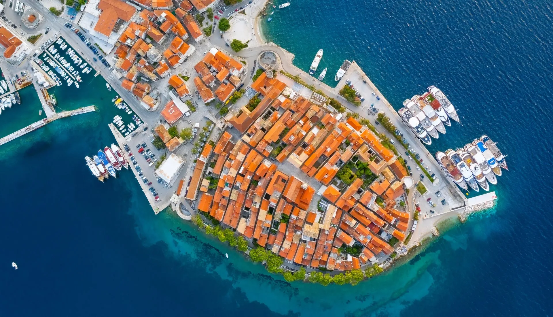 Aerial shot of Korčula town